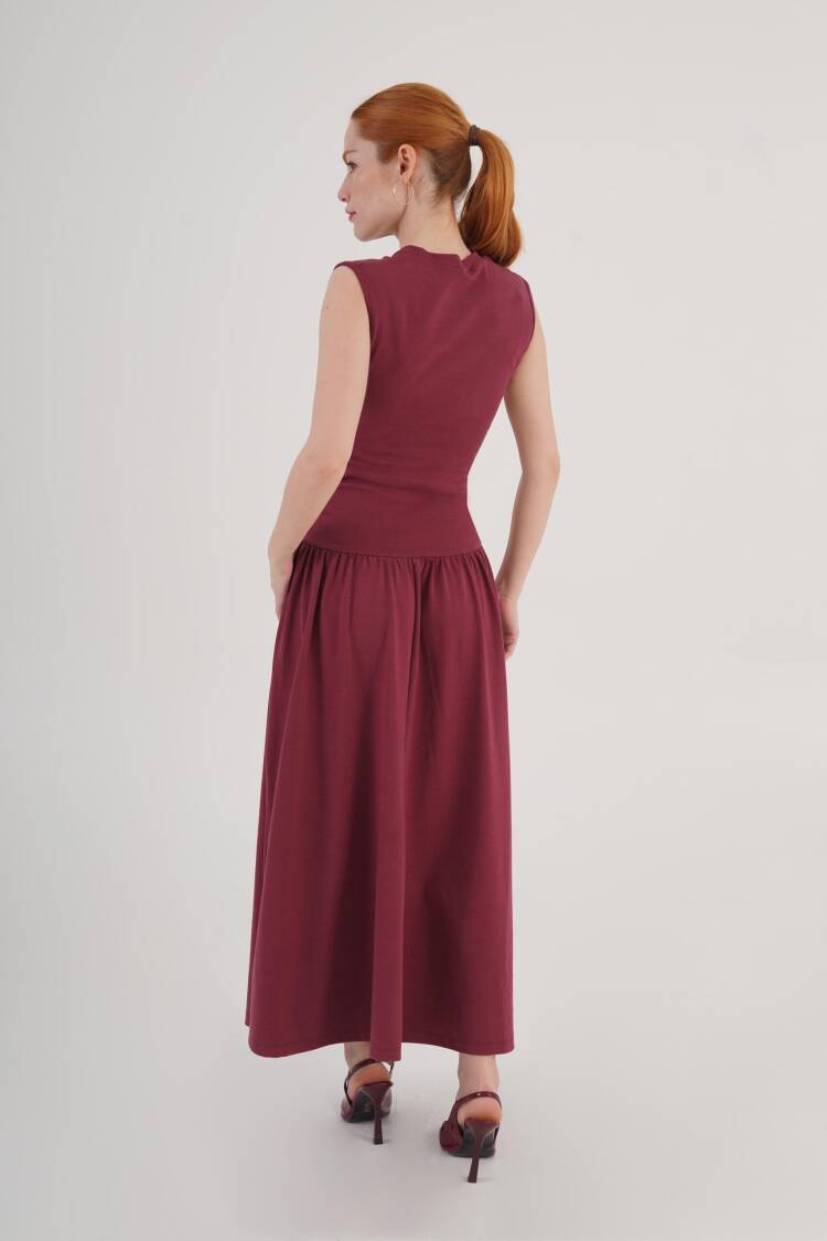 Claret Red Fit And Flare Dress