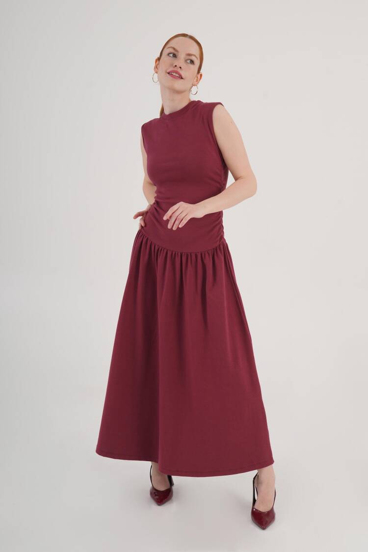 Claret Red Fit And Flare Dress