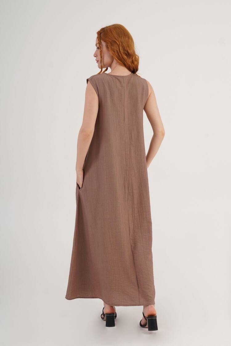 Brown Modest Elegant Shift Dress