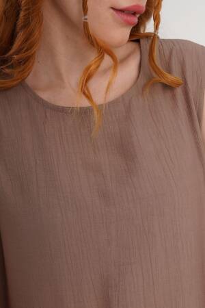 Brown Modest Elegant Shift Dress - Brand: Lustrin - Women's Clothing Wholesale - Globality Store