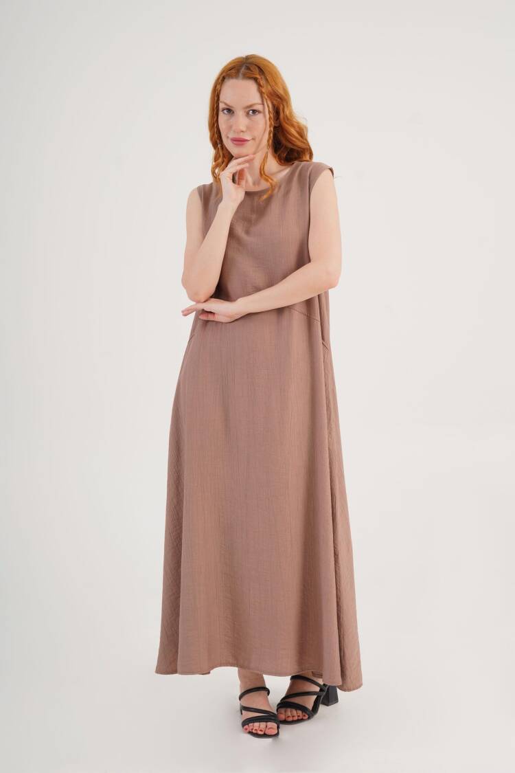 Brown Modest Elegant Shift Dress