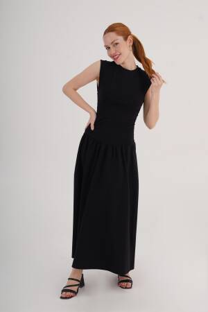 Black Fit And Flare Dress With High Neck - Brand: Lustrin - Women's Clothing Wholesale - Globality Store