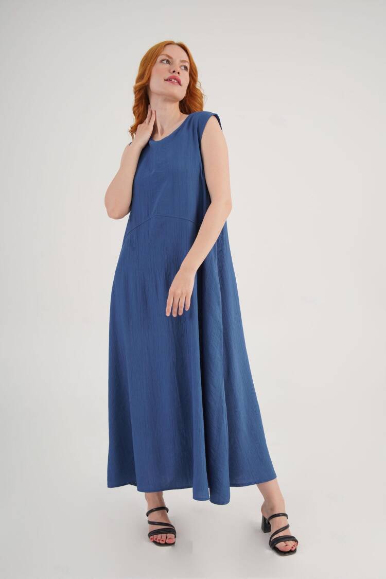 A-Line Maxi Dress With Cap Sleeves