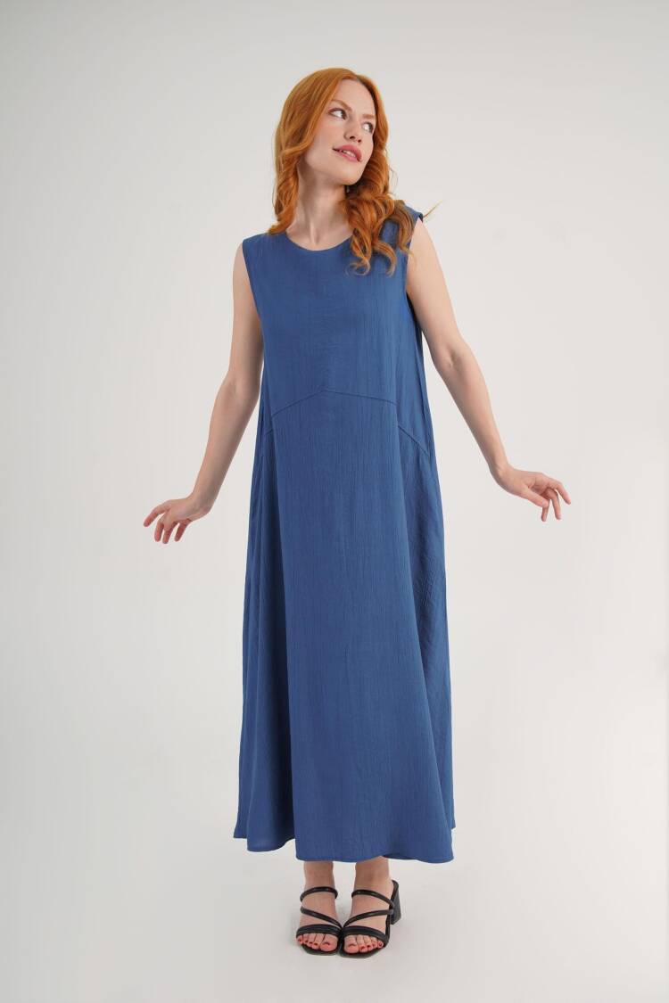 A-Line Maxi Dress With Cap Sleeves