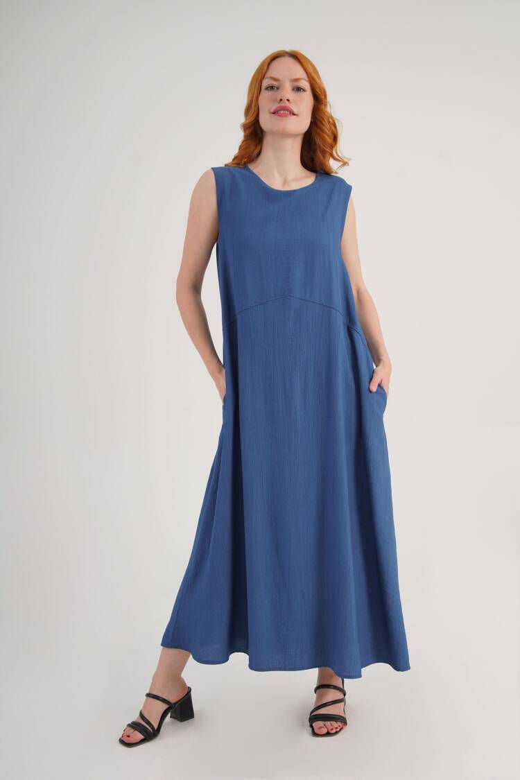 A-Line Maxi Dress With Cap Sleeves - Brand: Lustrin - Women's Clothing Wholesale - Globality Store