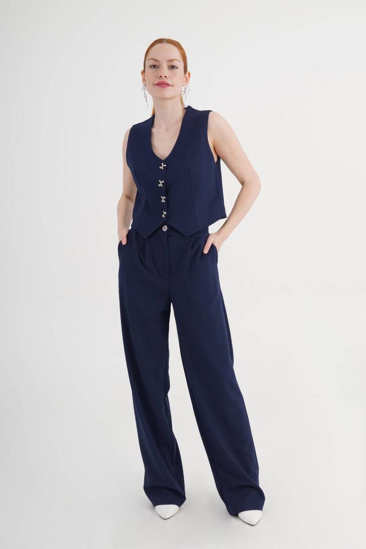 NavySet With Elegant Palazzo Pants - Brand: Lustrin - Women's Clothing Wholesale - Globality Store