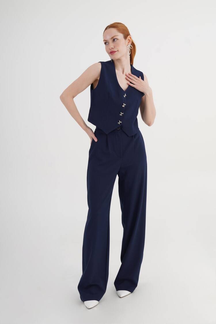 NavySet With Elegant Palazzo Pants