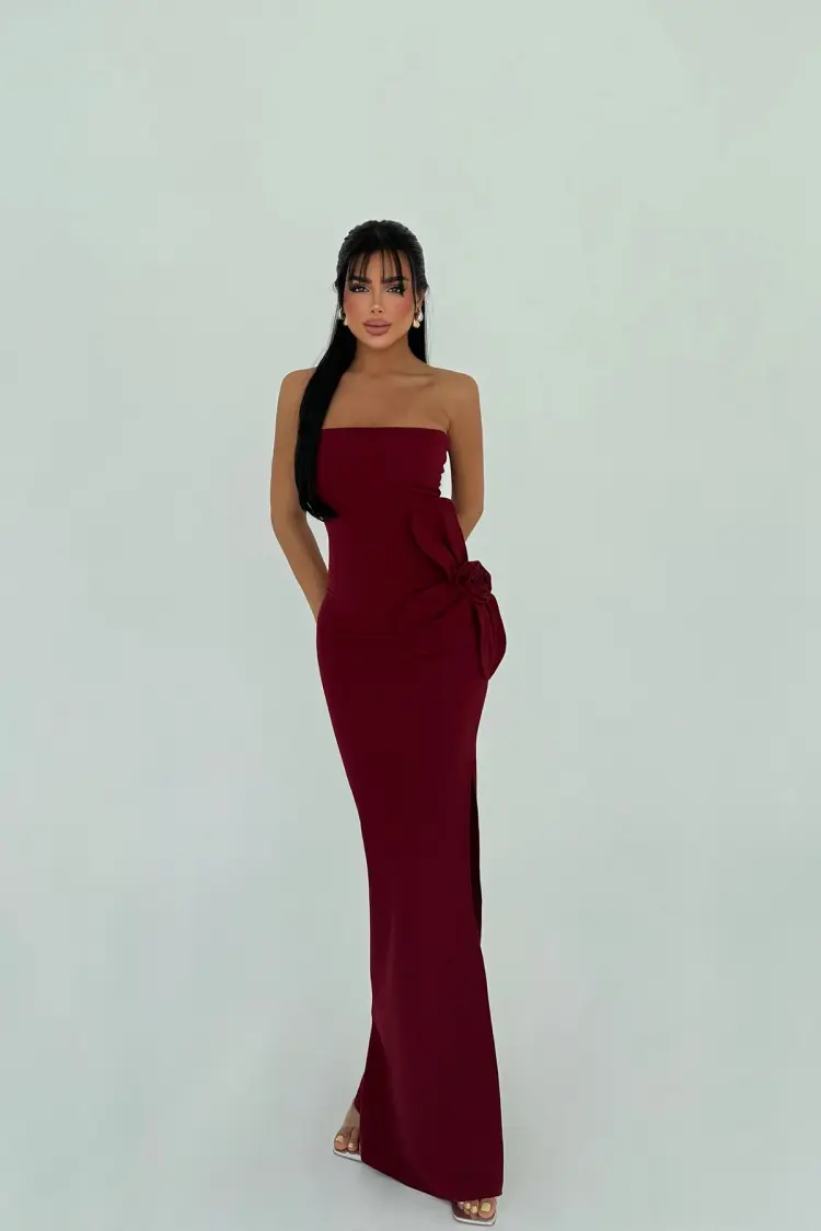 ClaretStrapless Slip Dress - Brand: EYYO ATELIER - Women's Clothing Wholesale - Globality Store