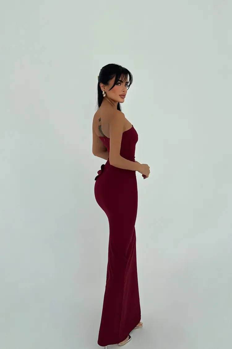 ClaretStrapless Slip Dress