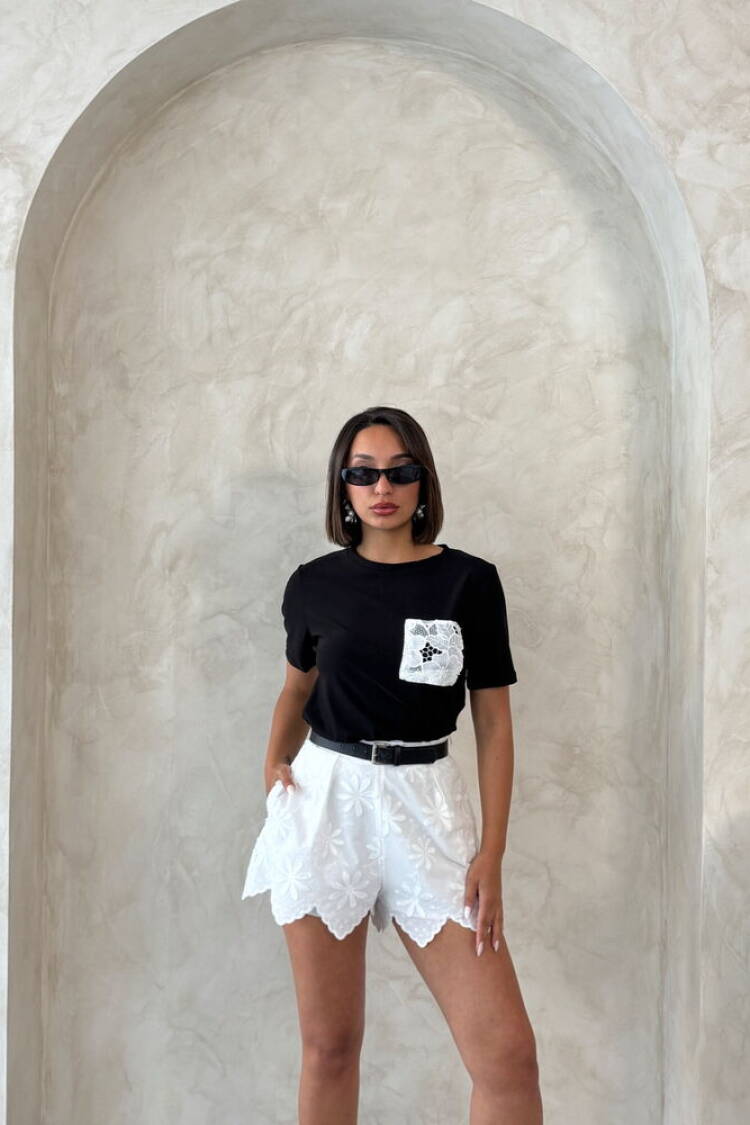 Black Casual Elegant Blouse With Short Sleeves