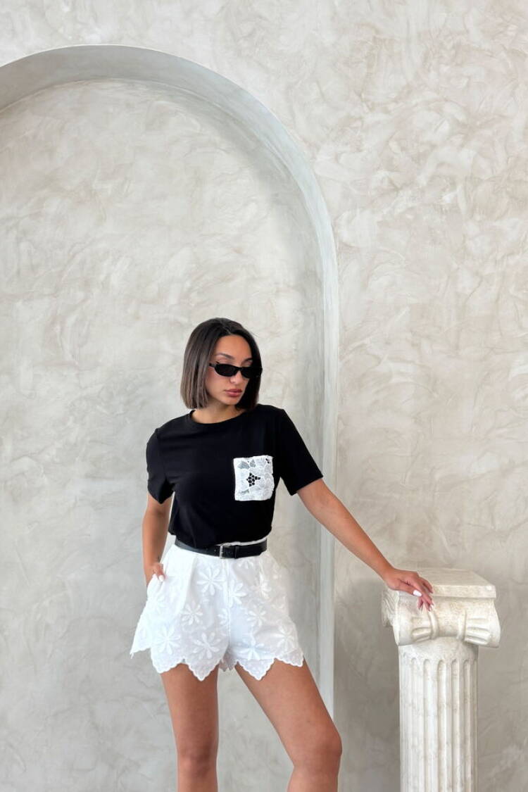 Black Casual Elegant Blouse With Short Sleeves