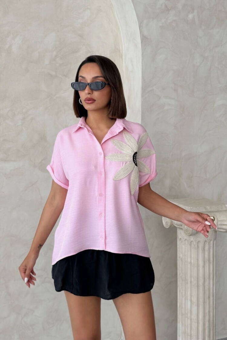 Casual Buttoned Shirt With Floral Pattern - Brand: Topshow - Women's Clothing Wholesale - Globality Store