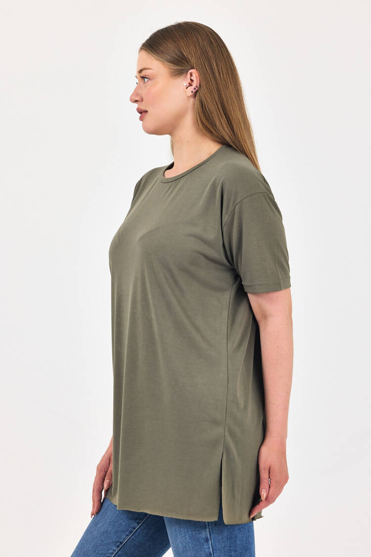 Green Casual Oversized Fit Tshirt With Half Sleeves