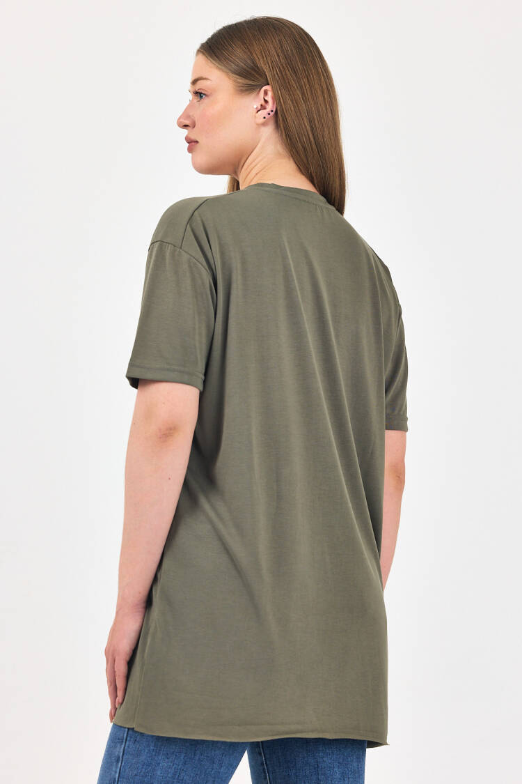 Green Casual Oversized Fit Tshirt With Half Sleeves