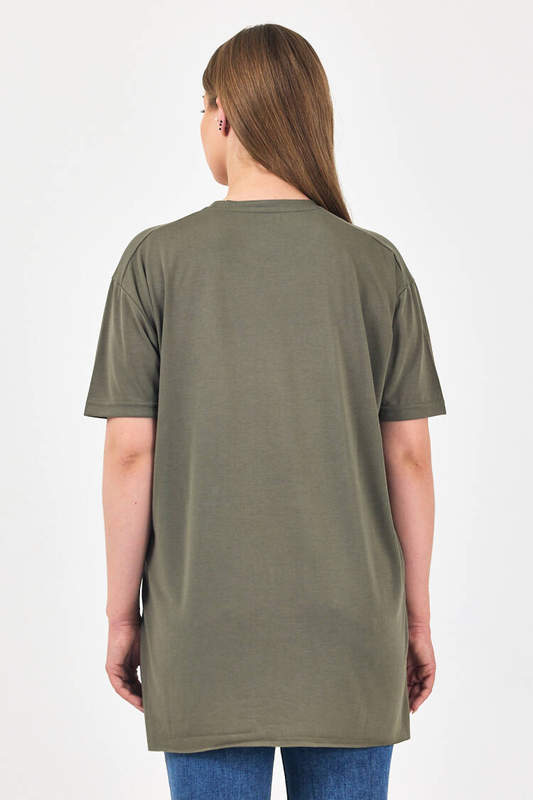 Green Casual Oversized Fit Tshirt With Half Sleeves