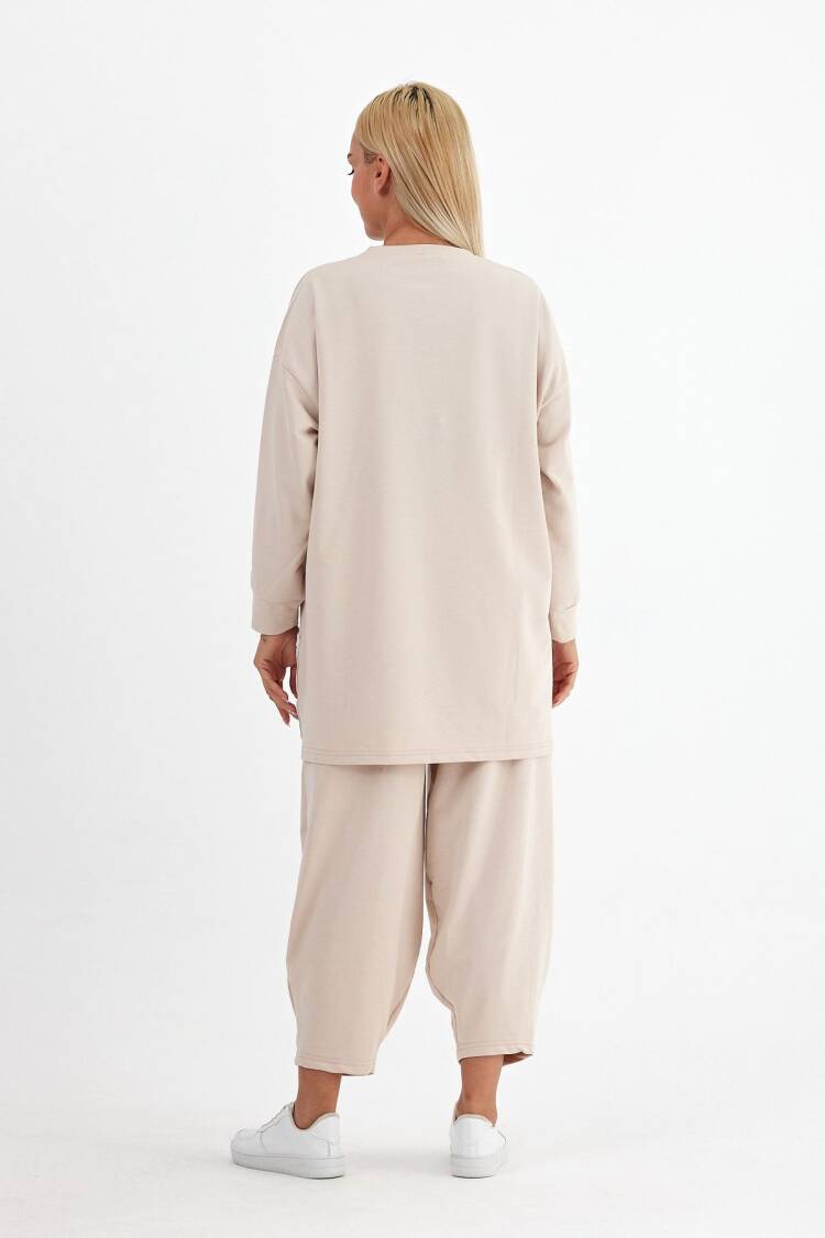Beige Oversized Fit Casual Sport Tracksuit