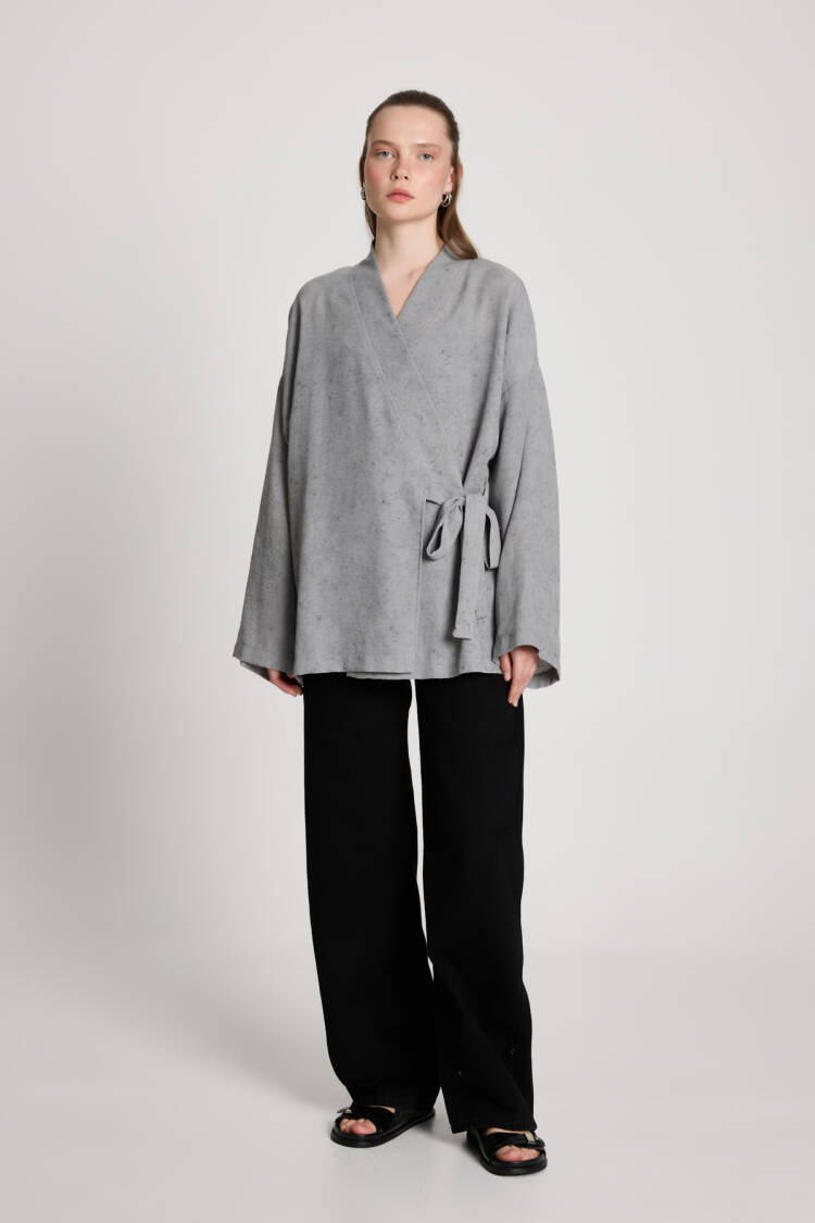 Kimono Oversized V-Neck Tie Closure