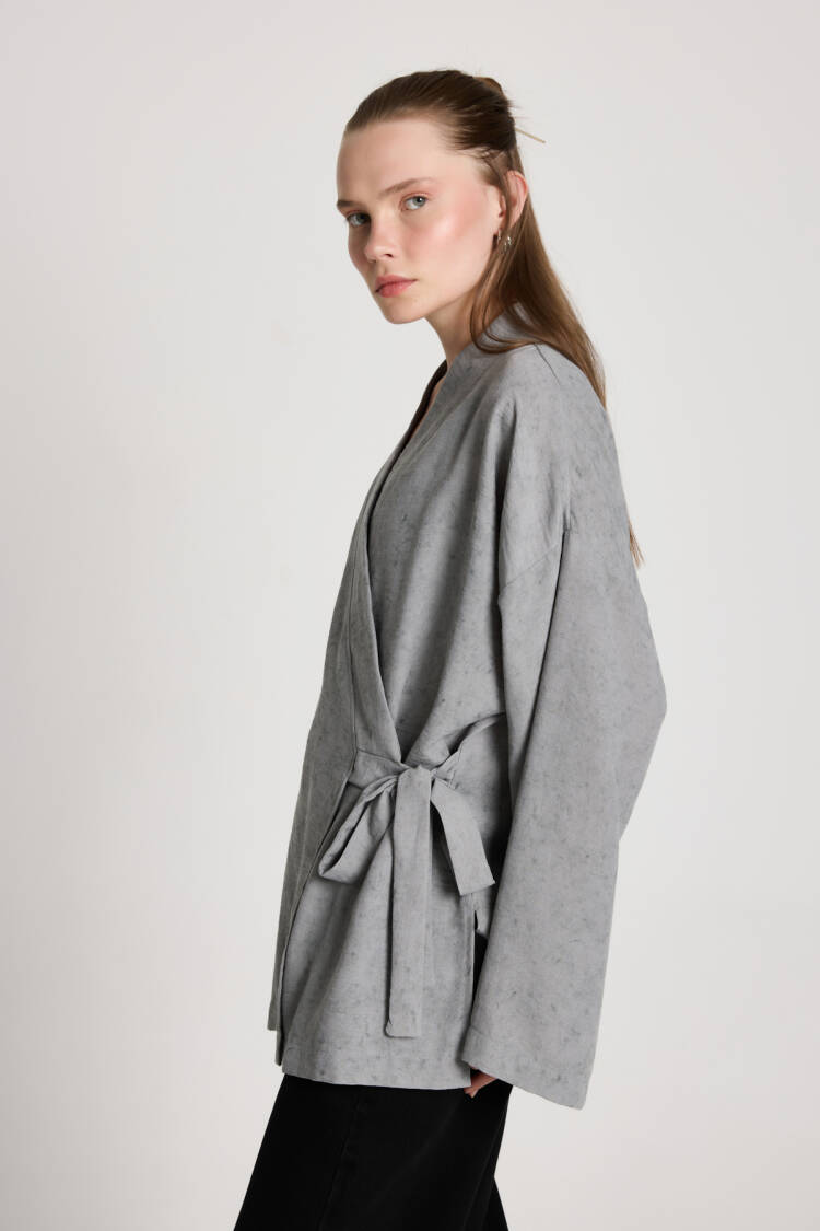 Kimono Oversized V-Neck Tie Closure