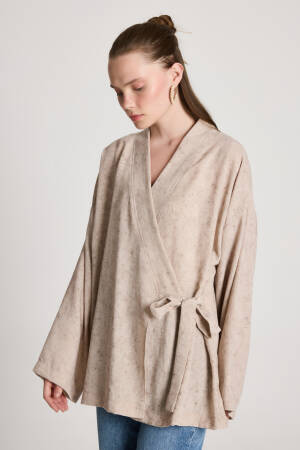Beige Ethnic Modest Casual Elegant Kimono - Brand: First Angels - Women's Clothing Wholesale - Globality Store
