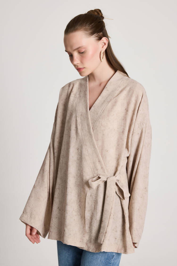 Beige Ethnic Modest Casual Elegant Kimono - Brand: First Angels - Women's Clothing Wholesale - Globality Store
