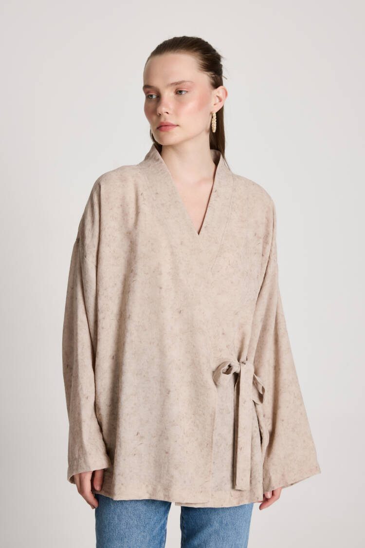 Beige Ethnic Modest Casual Elegant Kimono