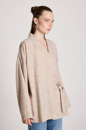 Beige Ethnic Modest Casual Elegant Kimono - Brand: First Angels - Women's Clothing Wholesale - Globality Store