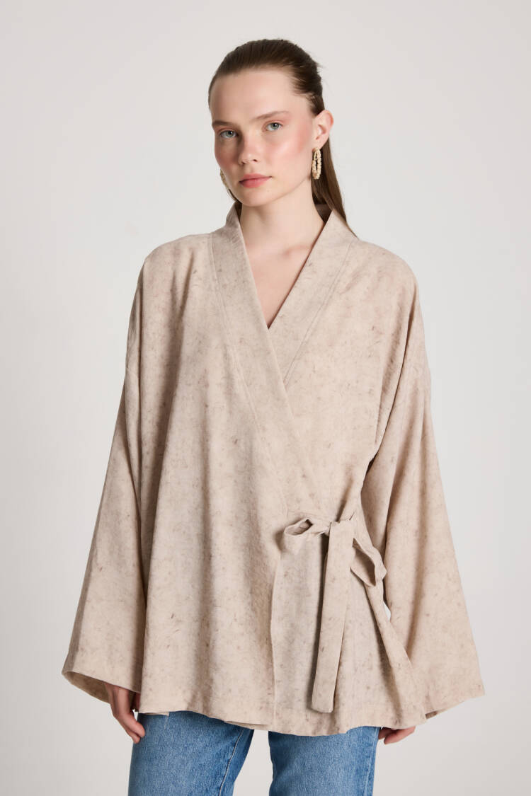 Beige Ethnic Modest Casual Elegant Kimono