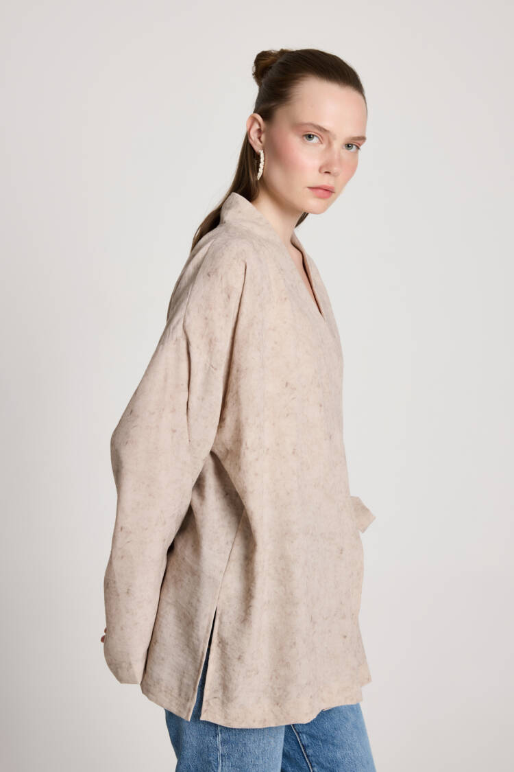 Beige Ethnic Modest Casual Elegant Kimono
