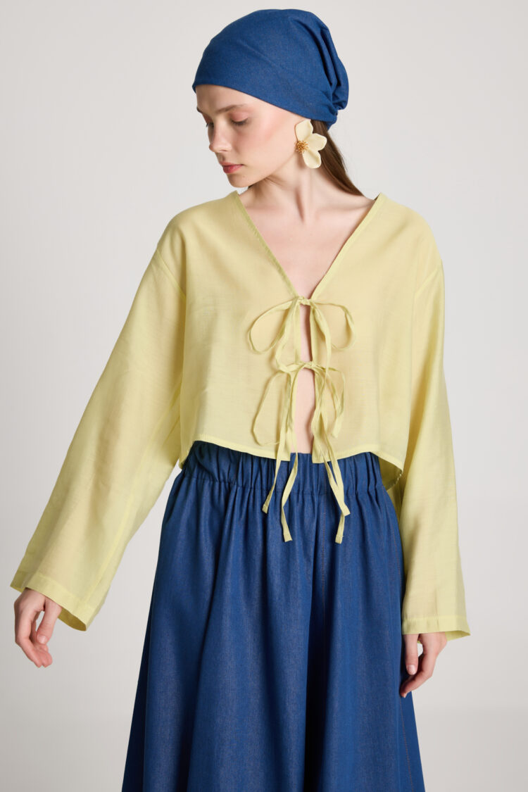 Yellow Kimono Ethnic Boho Elegant Long Sleeve Tie