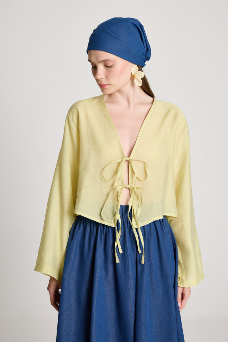 Yellow Kimono Ethnic Boho Elegant Long Sleeve Tie