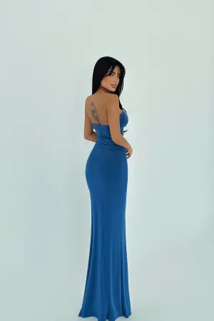 Blue Sexy Elegant Glam Formal Bodycon Dress - Brand: EYYO ATELIER - Women's Clothing Wholesale - Globality Store
