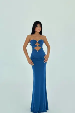 Blue Sexy Elegant Glam Formal Bodycon Dress - Brand: EYYO ATELIER - Women's Clothing Wholesale - Globality Store
