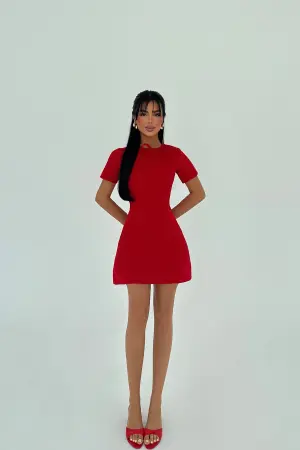 A-Line Mini Dress With Short Sleeves - Brand: EYYO ATELIER - Women's Clothing Wholesale - Globality Store
