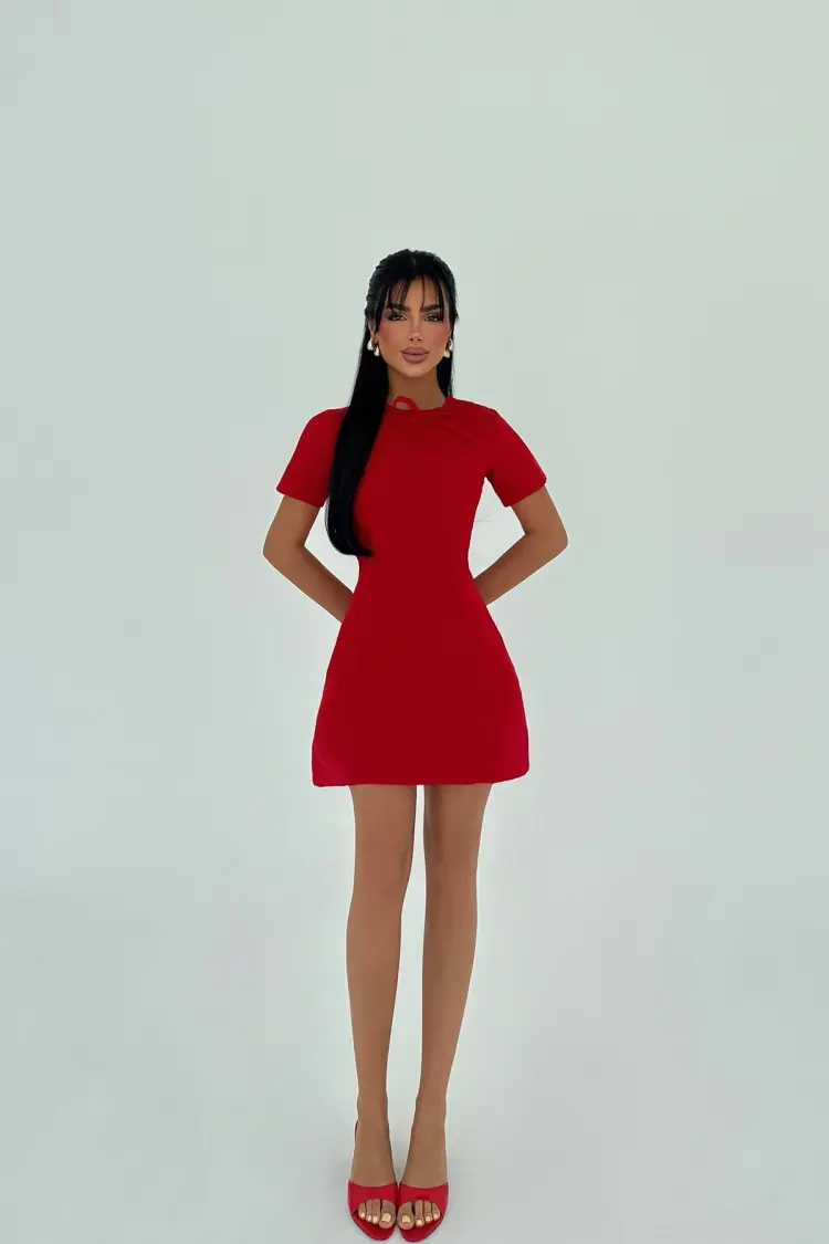 A-Line Mini Dress With Short Sleeves
