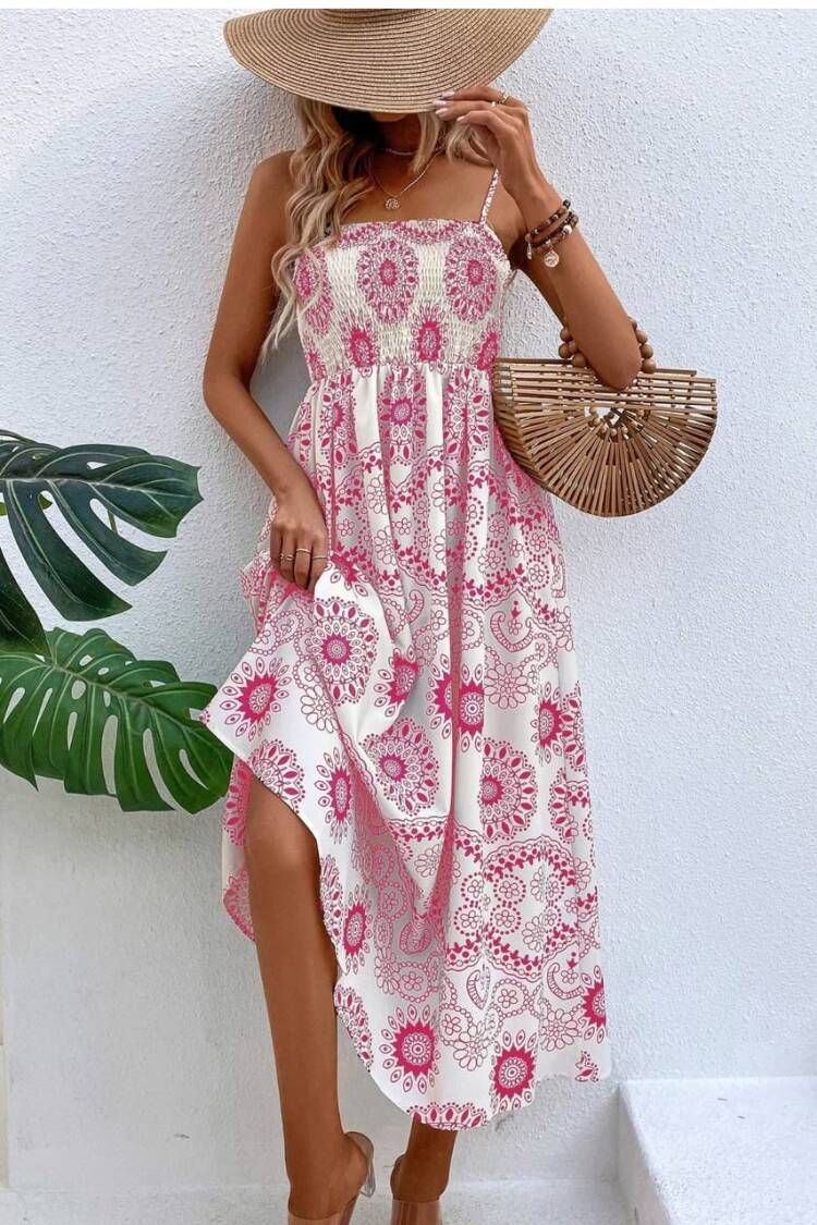 White Boho Slip Dress With Square Neck - Brand: My Jest Fashion - Women's Clothing Wholesale - Globality Store