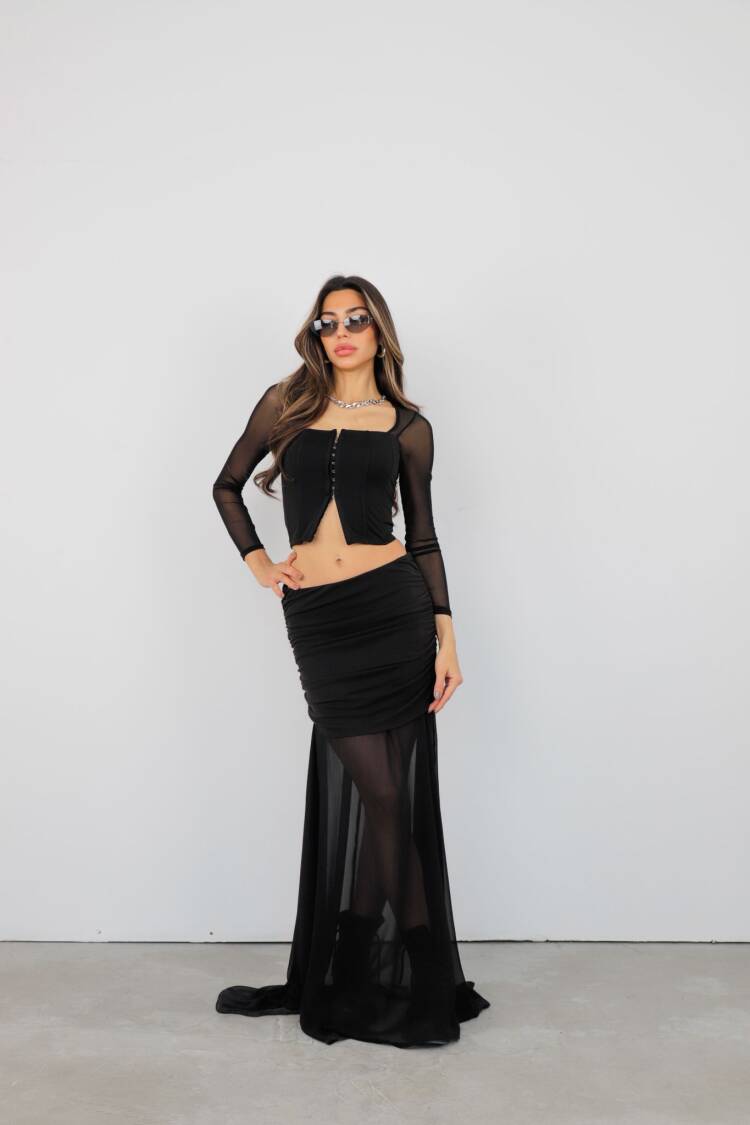 Black Sexy Formal Elegant Glam Mermaid Maxi Skirt