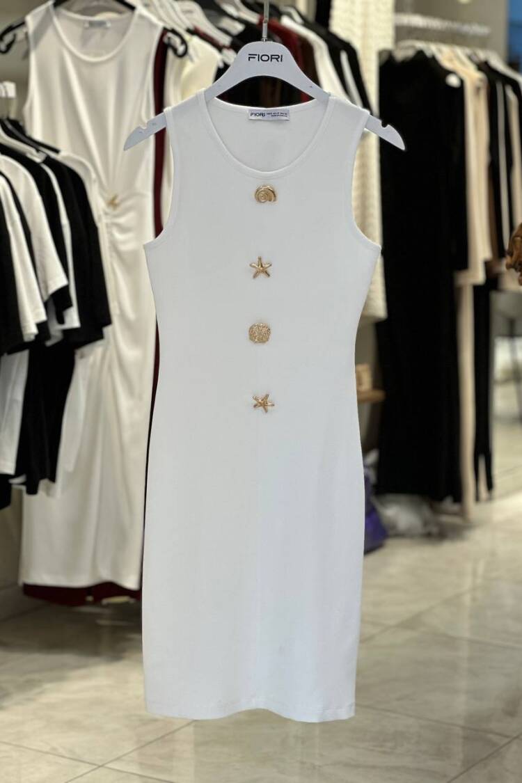 White Glam Bodycon Dress With Cap Sleeves - Brand: Fiori - Women's Clothing Wholesale - Globality Store