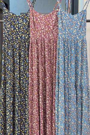 Blue Floral Maxi Slip Dress With Cap Sleeves - Brand: Cream Rouge - Women & Kids, Baby Clothes Wholesale - Globality Store