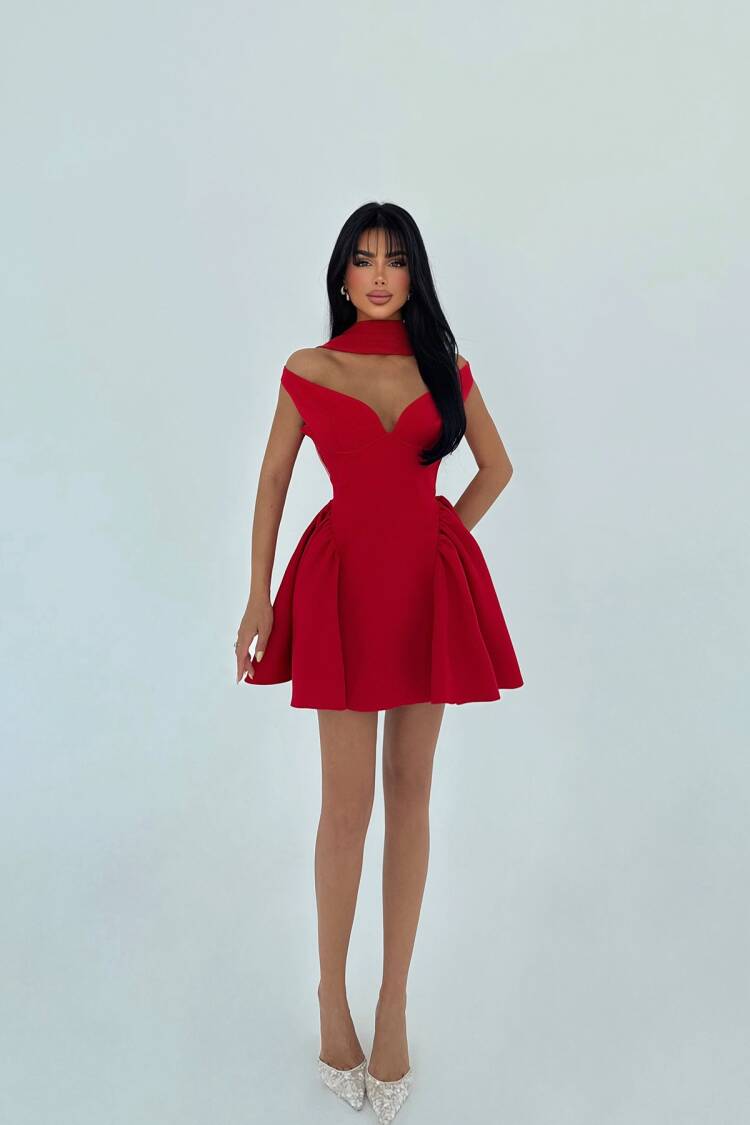 Red Sexy Elegant Fit And Flare Mini Dress