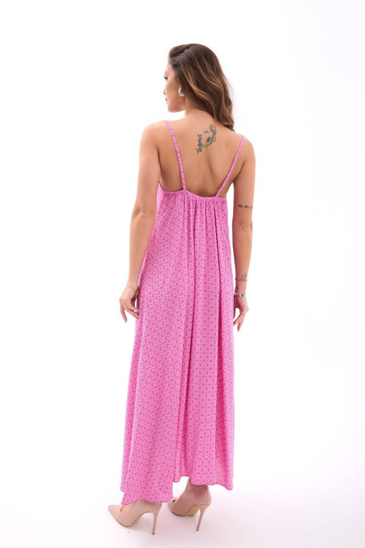 Slip Maxi Dress With Square Neck And Cap Sleeves