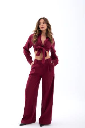 ClaretPalazzo Pants With Wide Leg - Brand: Fame - Women's Clothing Wholesale - Globality Store