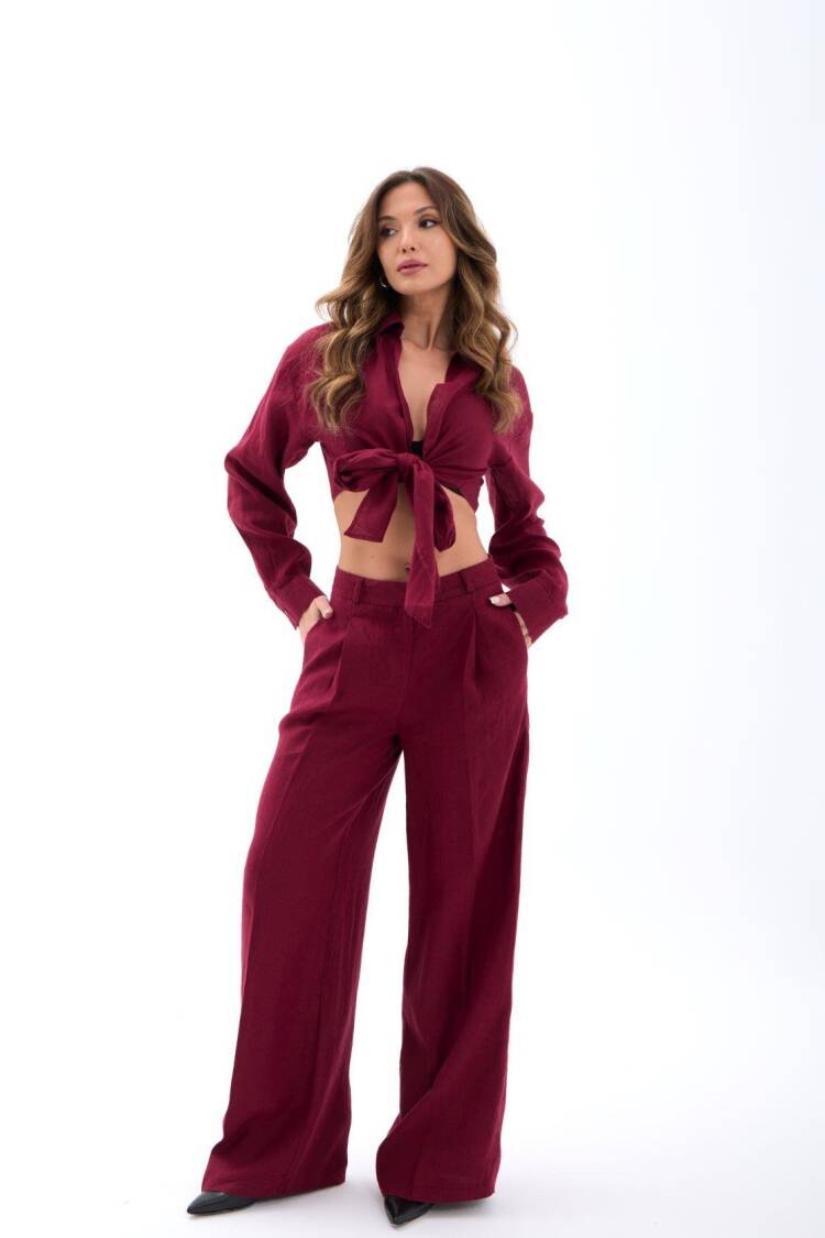 ClaretPalazzo Pants With Wide Leg
