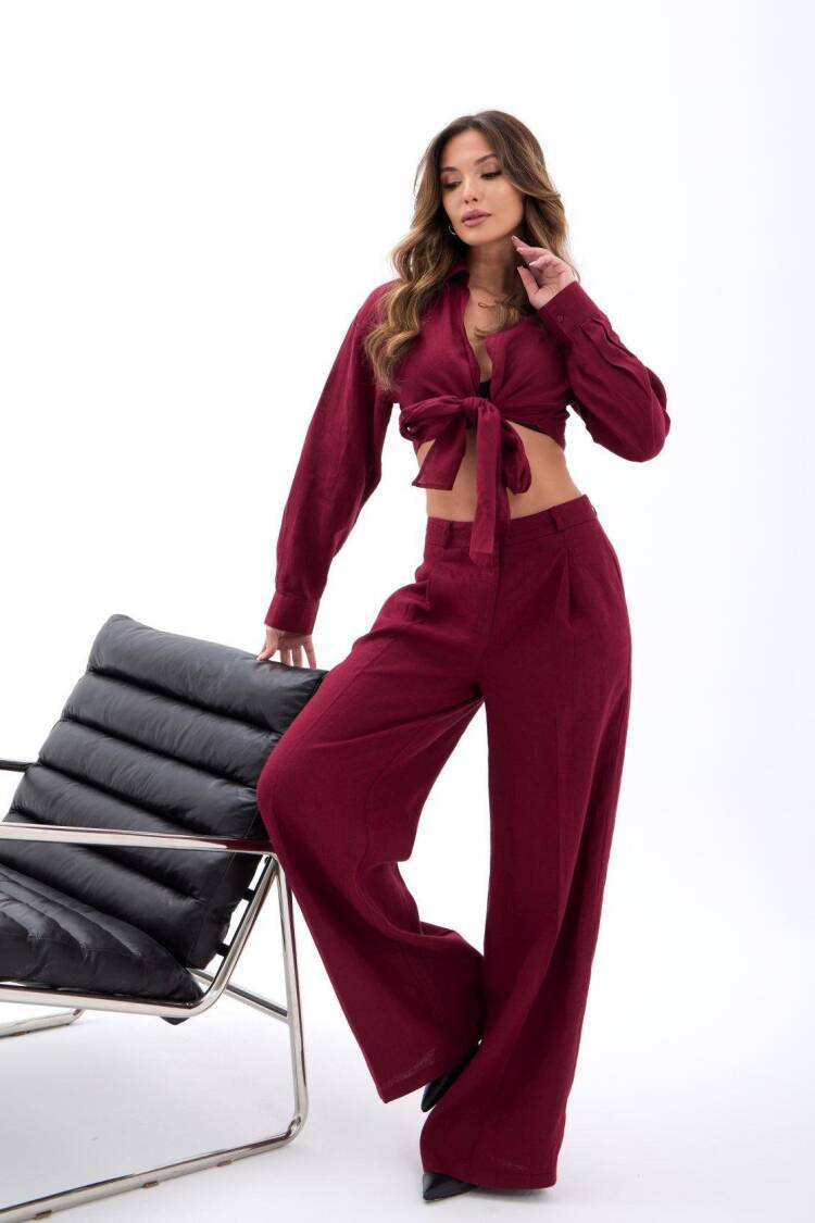ClaretPalazzo Pants With Wide Leg