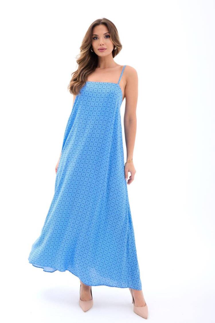 Elegant Maxi Slip Dress With Square Neck - Brand: Fame - Women's Clothing Wholesale - Globality Store