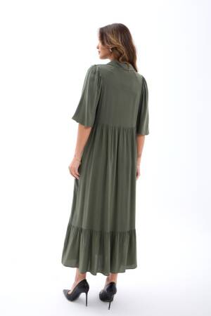 Green Casual Elegant Shirt Dress With Polo Neck - Brand: Fame - Women's Clothing Wholesale - Globality Store