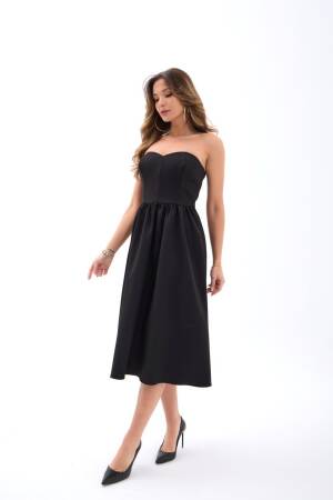 Black Strapless Sleeveless A-Line Midi Dress - Brand: Fame - Women's Clothing Wholesale - Globality Store