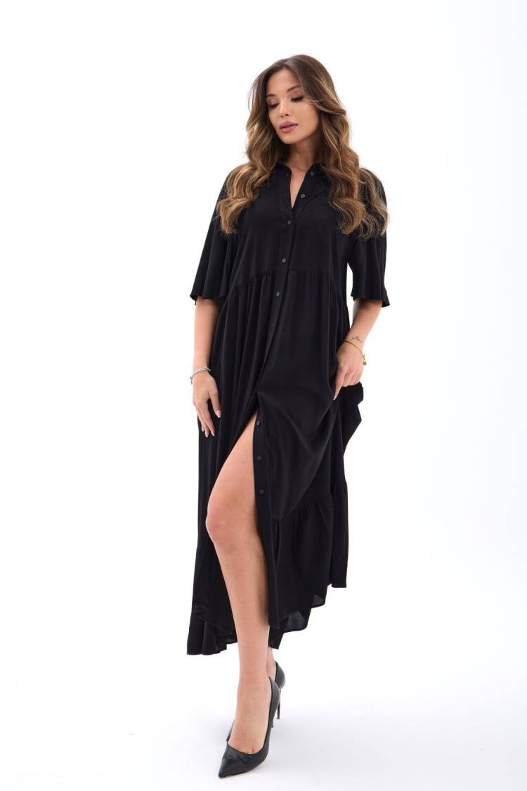Casual Elegant Maxi Shirt Dress - Brand: Fame - Women's Clothing Wholesale - Globality Store