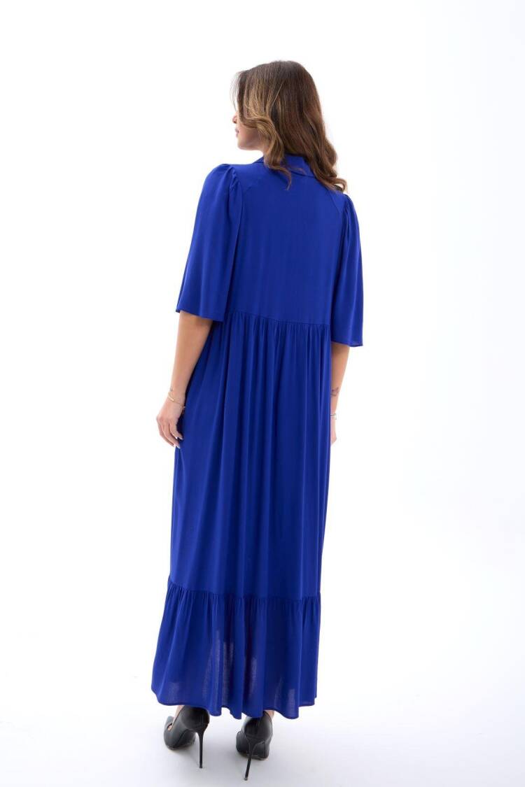 Blue Casual Boho Elegant Maxi Shirt Dress