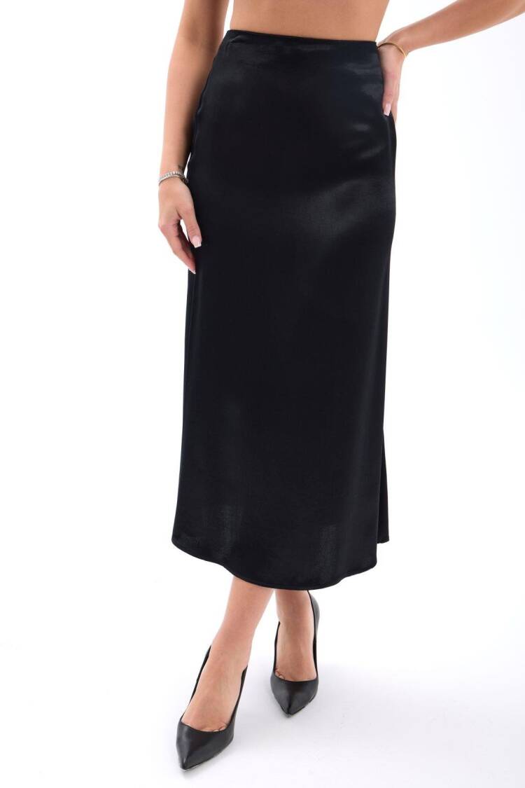 Elegant High Waist Midi Slip Skirt
