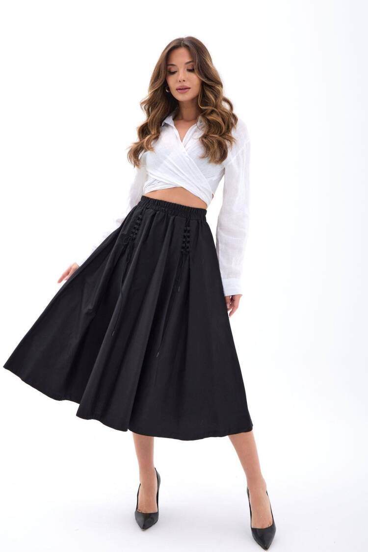 Elegant Casual Midi Flared High Waist Skirt